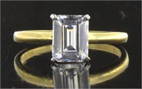 Beautiful Emerald Cut White Topaz Solitaire Ring