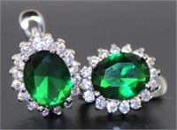 Oval 4.20 ct Emerald Designer Earrings
