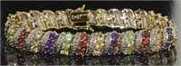 Genuine 9.57 ct Gemstone & Diamond Accent Bracelet