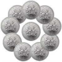 (10) Silver Canadian Maple Leaf Rounds