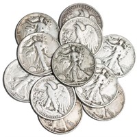 (10) Walking Liberty Half Dollars 90% Silver