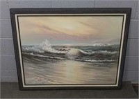 Large Framed Ocean Oil On Canvas