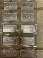 10oz. of Silver, 10 bars of 1oz. each