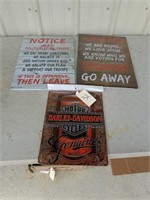 3 ASSTD METAL MAN CAVE SIGNS