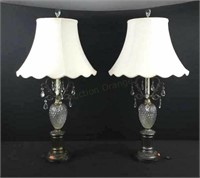 2x Decorative Glass Lamps W/ Prisms