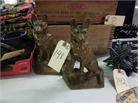 HEAVY CAST IRON GERMAN SHEPPARDS BOOK ENDS