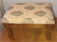 Oak Footstool w/ Tapestry Cover