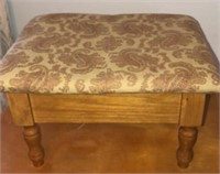 Small Wooden Footstool w/ Tapestry Top