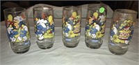 5 Vintage SMURF Glasses 1983 Great Condition