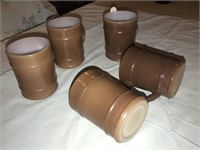 5 Brown / Tan Milk Glass Fire King Coffee Mugs