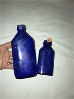 2 Antique Cobalt Blue Medicine Bottles