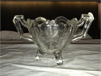 Gorgeous Etched Glass Footed Sugar Bowl