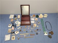 Jewelry Box, with misc. costume jewelry
