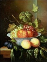 Still Life Painting with Fruits in a Bowl.