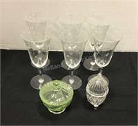 Stemware, Depression Glass Dish, Covered Dish