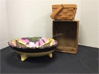 Decorative Bowl, Cool Old Wood Box & Basket