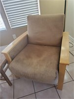 Microfiber Tan Chair Wood Frame, Velcro Cushion #2