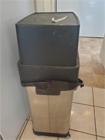 Stainless, Black Rolling Trash Can