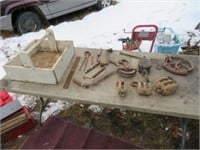 Wood pulleys & old tools