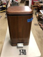 Wooden flip-top waste can