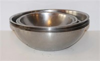 LOT OF 6, STAINLESS STEEL MIXING BOWLS