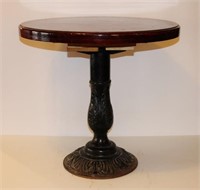 (2) FRENCH BISTRO TABLES WITH ORNATE CAST METAL