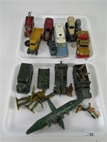 2 TRAYS DINKY & MATCHBOX TOY VEHICLES ETC.