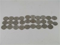 TRAY: 28 CDN 50 CENT COINS, 1968-1970