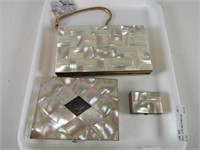 TRAY: 3 PC MOTHER OF PEARL SET