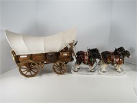 19" VINTAGE WOODEN COVERED WAGON ETC.