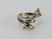 VINTAGE STERLING DOLPHIN RING