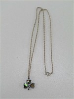STERLING 20" NECKLACE W/CLOVER PENDANT