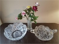 3 Unmatched cut crystal items and porcelain