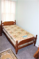 OAK TWIN BED AND MATTRESS