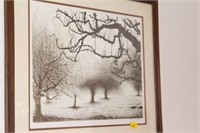 TREE PRINT FRAMED AND ARTIST SIGNED