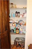 CLOSET CONTENTS -CLEANING SUPPLIES AND LIGHT