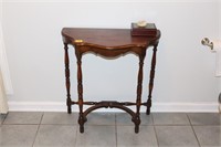 ANTIQUE HALF TABLE WITH CURVED BASE 30”TALL