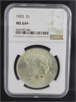 1923 MS64+ Peace Silver Dollar