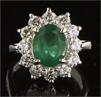 14kt Gold 3.02 ct Oval Emerald & Diamond Ring