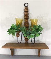 Wall Mount Candle Holder & Wood Shelf