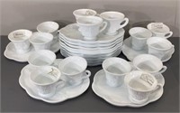 Milk Glass Teacup & Snack Plate Sets