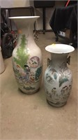 2 large Asian inspired vases