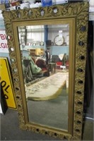 28 X 50 GOLD PAINTED OAK FRAME MIRROR