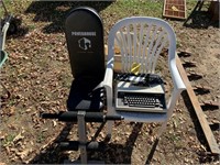 Weight Bench, Chair, Typewriter