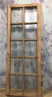 Old Divided Lite Window Sash w/Wavy Glass 65" long