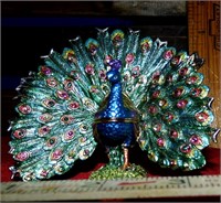 Enamel Peacock Trinket Box w/Swarovski Crystals