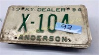 24 Anderson Co. Ky Dealer Tags