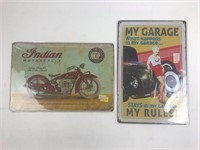 Retro Metal 12" Garage / Motorcycle Signs