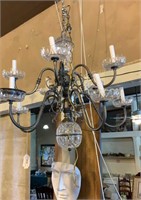 10 Light  Crystal and Metal Chandelier