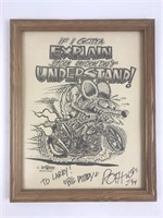 Signed Ed Roth "Big Daddy" Signed Framed Artwork